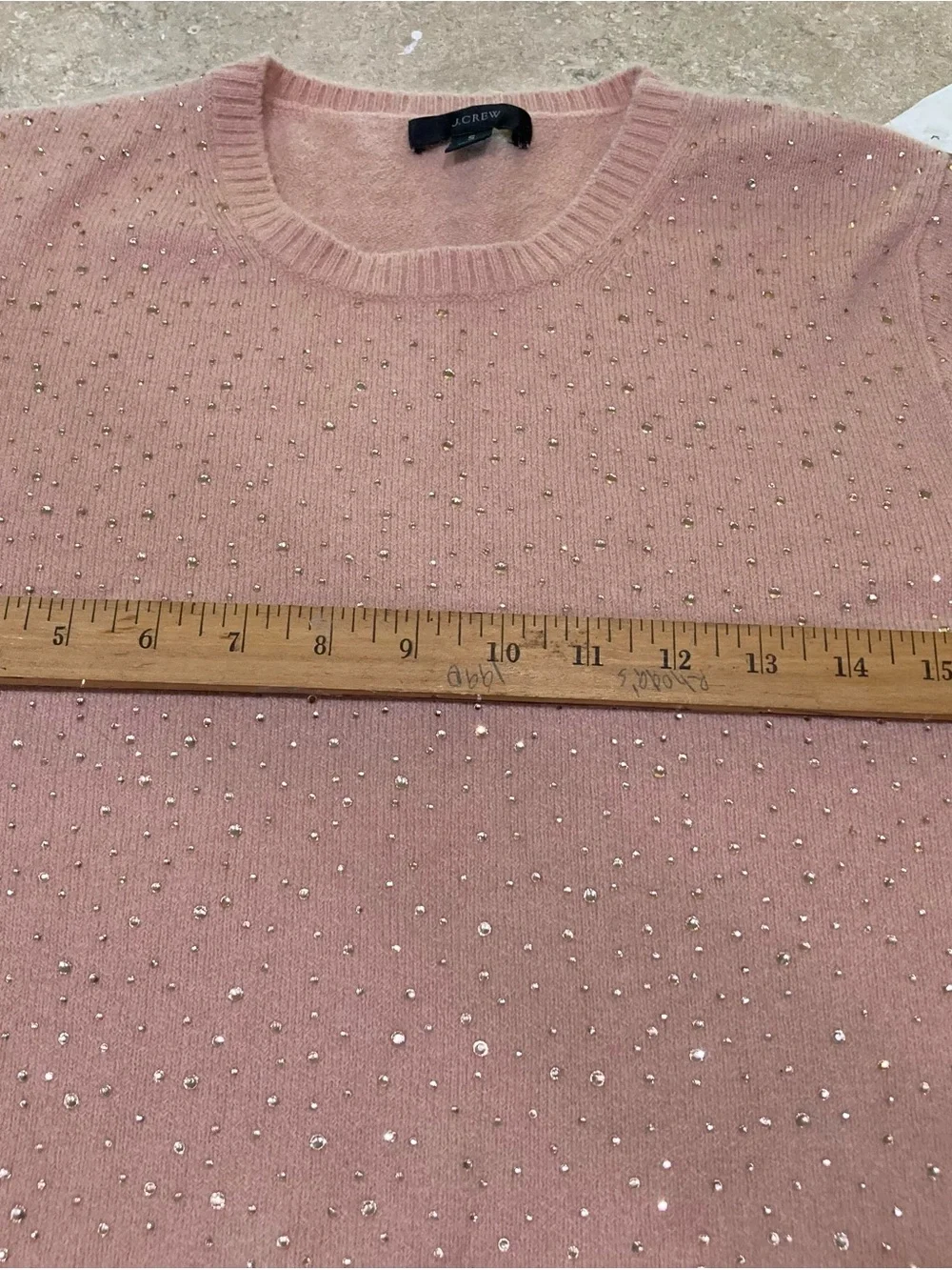 J. Crew Blush Pink Rhinestone Crewneck Sweater